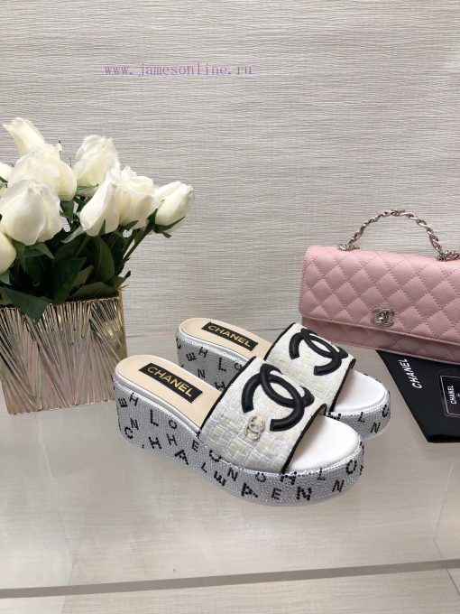 Chanel 24p Spring/Summer New Product Thick Bottom Full Diamond Dragging Lazy One Line Slippey2goz3o6 - Image 3