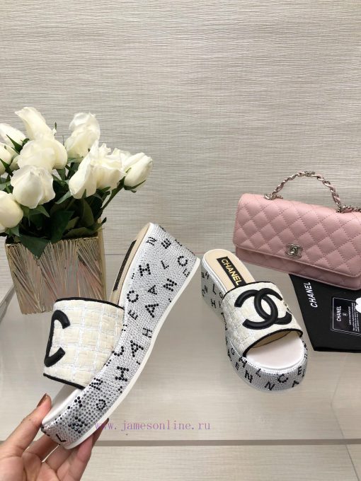 Chanel 24p Spring/Summer New Product Thick Bottom Full Diamond Dragging Lazy One Line Slippey2goz3o6 - Image 5