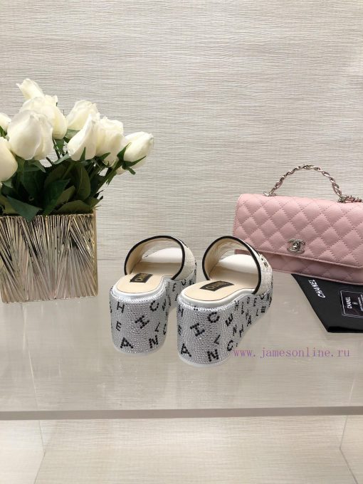 Chanel 24p Spring/Summer New Product Thick Bottom Full Diamond Dragging Lazy One Line Slippey2goz3o6 - Image 6