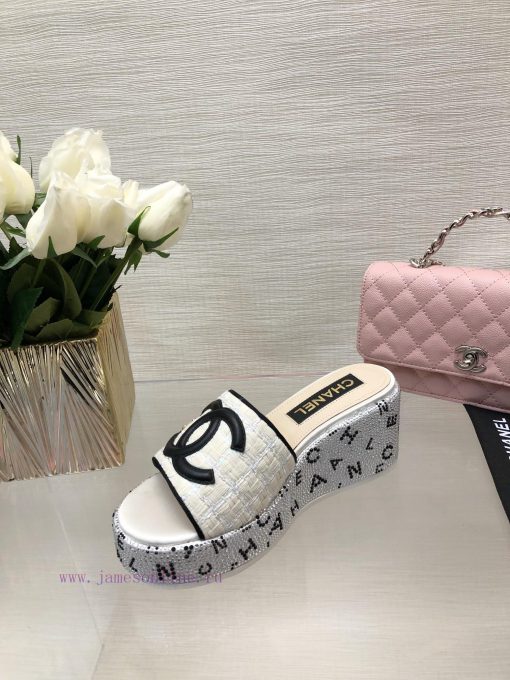 Chanel 24p Spring/Summer New Product Thick Bottom Full Diamond Dragging Lazy One Line Slippey2goz3o6 - Image 9