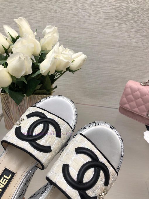 Chanel 24p Spring/Summer New Product Thick Bottom Full Diamond Dragging Lazy One Line Slippey2goz3o6 - Image 10
