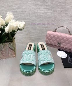 Chanel's Spring/Summer 24 New Product Thick Bottom Full Diamond Dragging Lazy One Line Slipptf7bmu7w