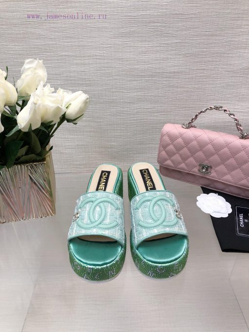 Chanel's Spring/Summer 24 New Product Thick Bottom Full Diamond Dragging Lazy One Line Slipptf7bmu7w - Image 2