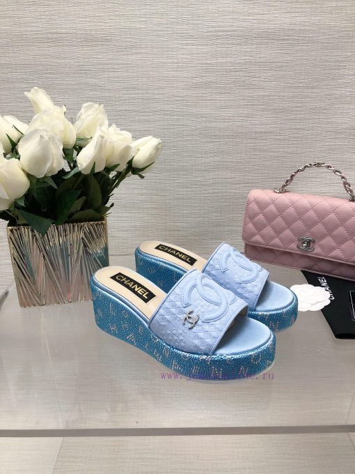 Chanel's Spring/Summer 24 New Product Thick Bottom Full Diamond Dragging Lazy One Line Slipp0j2mzfy2 - Image 10