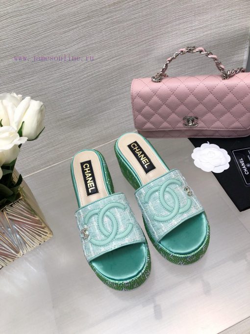 Chanel's Spring/Summer 24 New Product Thick Bottom Full Diamond Dragging Lazy One Line Slipptf7bmu7w - Image 4