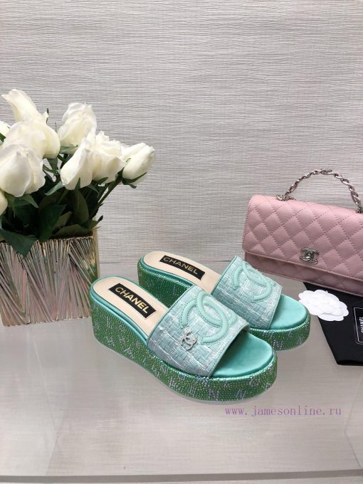Chanel's Spring/Summer 24 New Product Thick Bottom Full Diamond Dragging Lazy One Line Slipptf7bmu7w - Image 5