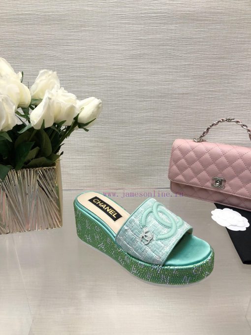 Chanel's Spring/Summer 24 New Product Thick Bottom Full Diamond Dragging Lazy One Line Slipptf7bmu7w - Image 6