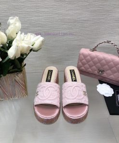 Chanel's Spring/Summer 24 New Product Thick Bottom Full Diamond Dragging Lazy One Line Slipps2shnsic