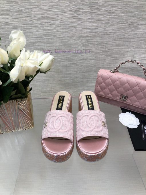 Chanel's Spring/Summer 24 New Product Thick Bottom Full Diamond Dragging Lazy One Line Slipps2shnsic