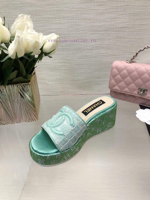 Chanel's Spring/Summer 24 New Product Thick Bottom Full Diamond Dragging Lazy One Line Slipptf7bmu7w - Image 7