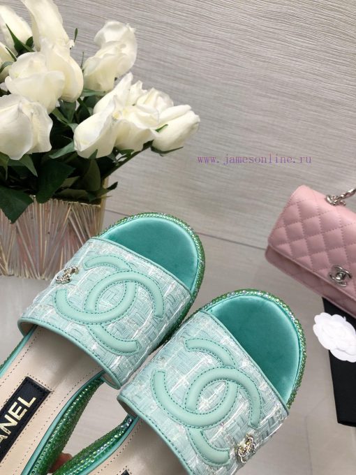 Chanel's Spring/Summer 24 New Product Thick Bottom Full Diamond Dragging Lazy One Line Slipptf7bmu7w - Image 10