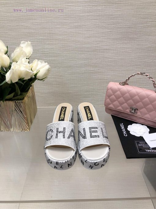 Chanel's Spring/Summer 24 New Product Thick Bottom Full Diamond Dragging Lazy One Line Slippkdh30vvq - Image 2