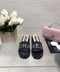 Chanel's Spring/Summer 24 New Product Thick Bottom Full Diamond Dragging Lazy One Line Slipp294t13wj