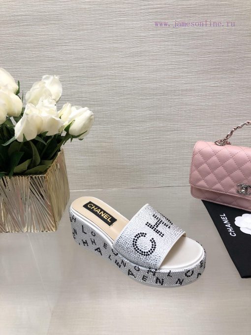 Chanel's Spring/Summer 24 New Product Thick Bottom Full Diamond Dragging Lazy One Line Slippkdh30vvq - Image 7