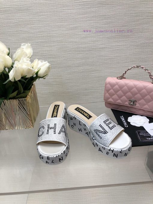 Chanel's Spring/Summer 24 New Product Thick Bottom Full Diamond Dragging Lazy One Line Slippkdh30vvq - Image 10