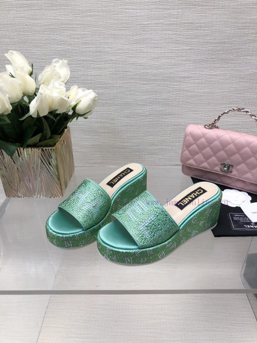 Chanel's Spring/Summer 24 New Product Thick Bottom Full Diamond Dragging Lazy One Line Slipp5v6rk07z - Image 4