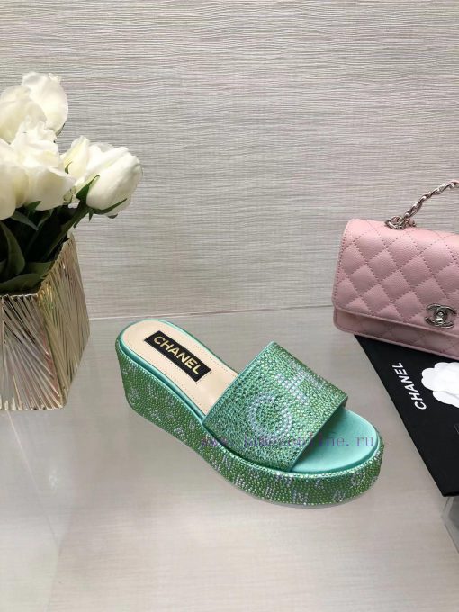 Chanel's Spring/Summer 24 New Product Thick Bottom Full Diamond Dragging Lazy One Line Slipp5v6rk07z - Image 6