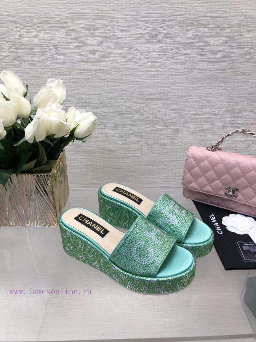 Chanel's Spring/Summer 24 New Product Thick Bottom Full Diamond Dragging Lazy One Line Slipp5v6rk07z - Image 7