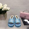 Chanel's Spring/Summer 24 New Product Thick Bottom Full Diamond Dragging Lazy One Line Slippkw2v896r