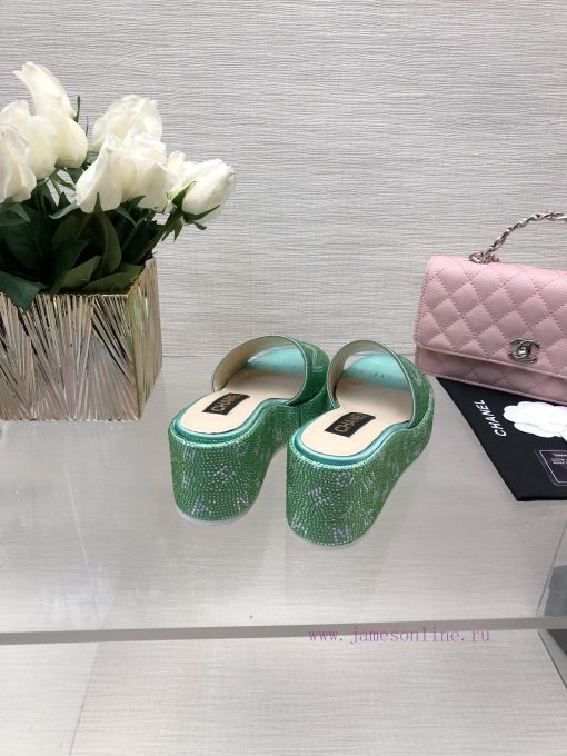 Chanel's Spring/Summer 24 New Product Thick Bottom Full Diamond Dragging Lazy One Line Slipp5v6rk07z - Image 10