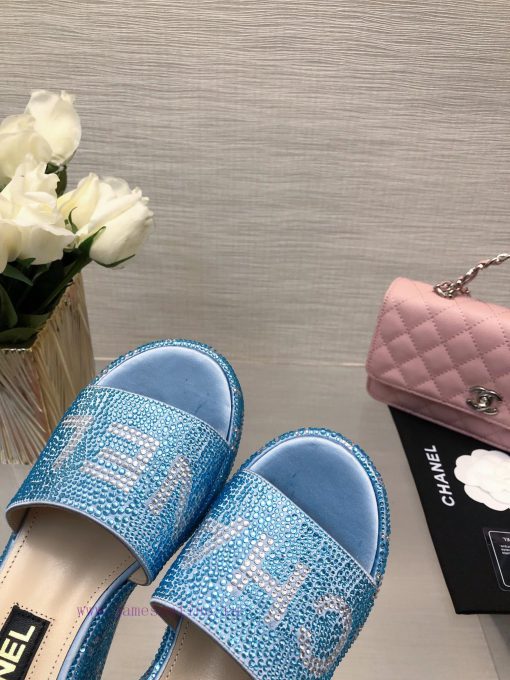 Chanel's Spring/Summer 24 New Product Thick Bottom Full Diamond Dragging Lazy One Line Slippkw2v896r - Image 6