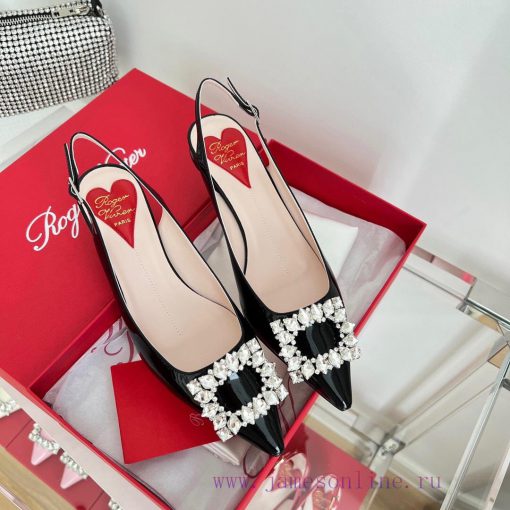 ️𝑹𝒐𝒈𝒆𝒓𝑽𝒊𝒗 * 𝒆𝒓 New Virgule diamond buckle comma heel with high heels | Top purchasing level-fjhafxqb