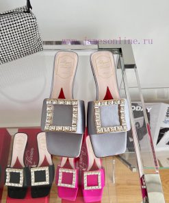 ️️* 𝓥/Biki Love 4.5cm Diamond Thread Satin High Heels-Black Yellow Grey Green Rose Red-Mater1gt3krlh
