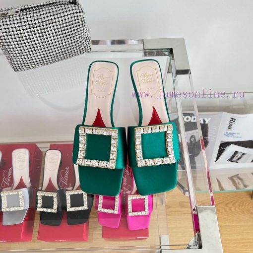 ️️* 𝓥/Biki Love 4.5cm Diamond Thread Satin High Heels-Black Yellow Grey Green Rose Red-Materyvcjsnn6 - Image 2