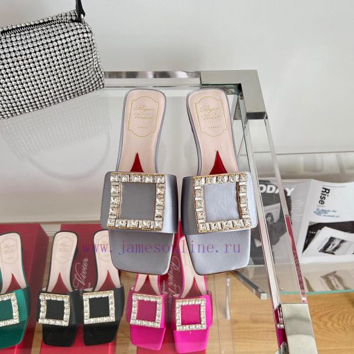 ️️* 𝓥/Biki Love 4.5cm Diamond Thread Satin High Heels-Black Yellow Grey Green Rose Red-Mater1gt3krlh - Image 2