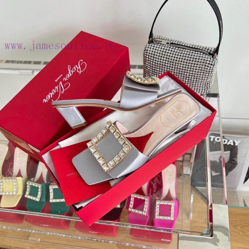 ️️* 𝓥/Biki Love 4.5cm Diamond Thread Satin High Heels-Black Yellow Grey Green Rose Red-Mater1gt3krlh - Image 4