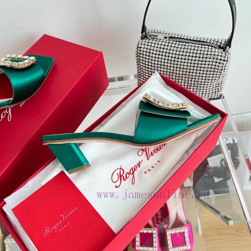 ️️* 𝓥/Biki Love 4.5cm Diamond Thread Satin High Heels-Black Yellow Grey Green Rose Red-Materyvcjsnn6 - Image 7