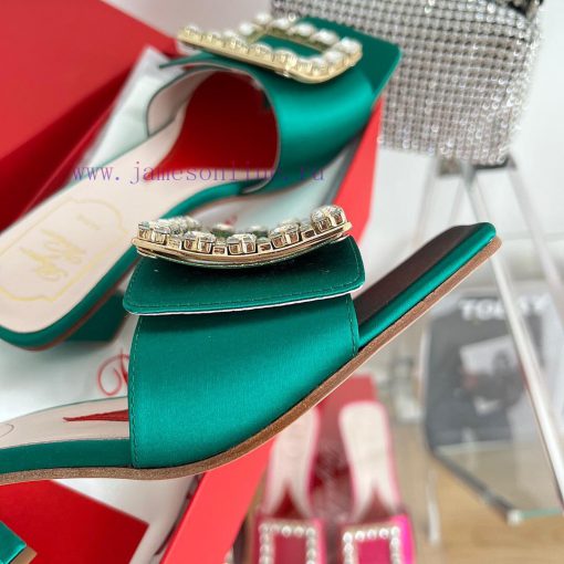 ️️* 𝓥/Biki Love 4.5cm Diamond Thread Satin High Heels-Black Yellow Grey Green Rose Red-Materyvcjsnn6 - Image 9