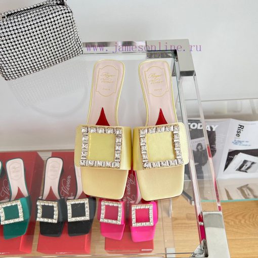 ️️* 𝓥/Biki Love 4.5cm Diamond Thread Satin High Heels-Black Yellow Grey Green Rose Red-Matercw7mk94j - Image 2