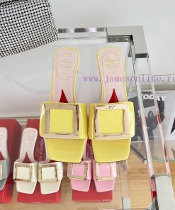 ️️* 𝓥/Biki Love 4.5cm metal buckle patent leather high heels-Elephant Grey Silver New Blue Yu9re2svl