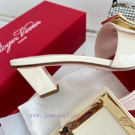 ️️* 𝓥/Biki Love 4.5cm metal buckle patent leather high heels-Elephant Grey Silver New Blue Y37dezt9j - Image 9