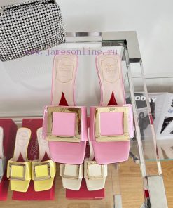 ️️* 𝓥/Biki Love 4.5cm metal buckle patent leather high heels-Elephant Grey Silver New Blue Y23weyoi5