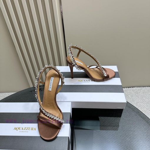 AQUAZZURA Golden Pineapple 2024 𝐒𝐒𝐧𝐞𝐰 Spring/Summer New Water Diamond High Heels Aquazzura/Pt935rilz - Image 5