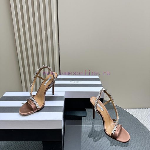 AQUAZZURA Golden Pineapple 2024 𝐒𝐒𝐧𝐞𝐰 Spring/Summer New Water Diamond High Heels Aquazzura/Pt935rilz - Image 6