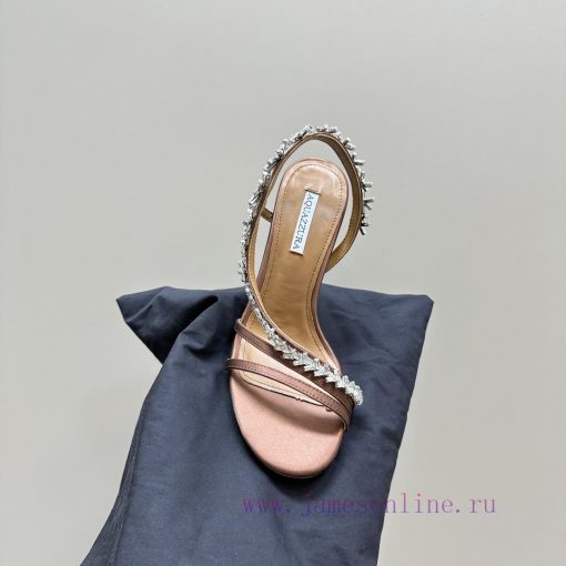 AQUAZZURA Golden Pineapple 2024 𝐒𝐒𝐧𝐞𝐰 Spring/Summer New Water Diamond High Heels Aquazzura/Pt935rilz - Image 9
