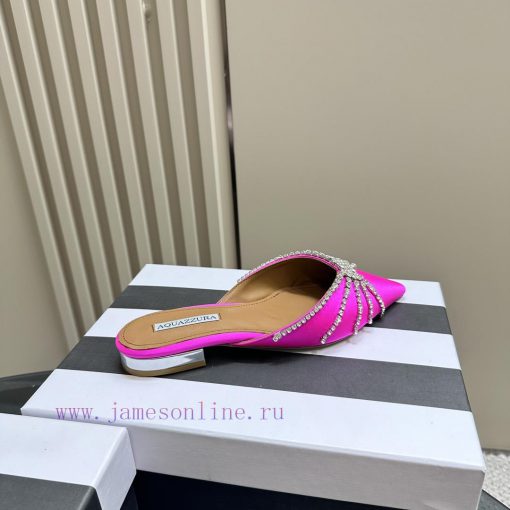 AQUAZZURA Golden Pineapple 2024 𝐒𝐒𝐧𝐞𝐰 Spring/Summer New Water Diamond Flat Shoes Aquazzura/P3pw4cole - Image 7