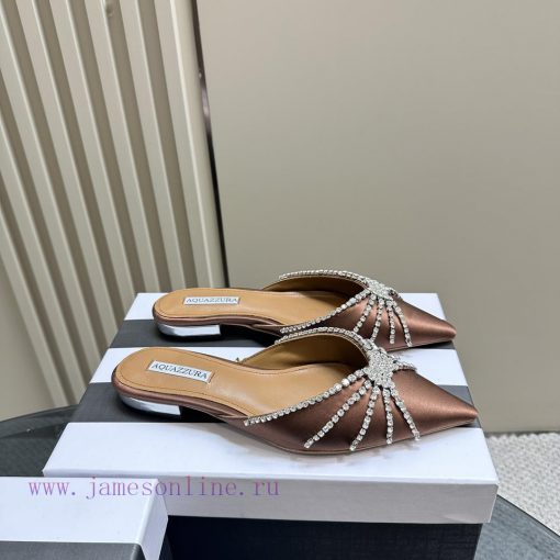 AQUAZZURA Golden Pineapple 2024 𝐒𝐒𝐧𝐞𝐰 Spring/Summer New Water Diamond Flat Shoes Aquazzura/Pw0r8prae - Image 3