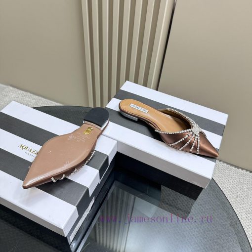 AQUAZZURA Golden Pineapple 2024 𝐒𝐒𝐧𝐞𝐰 Spring/Summer New Water Diamond Flat Shoes Aquazzura/Pw0r8prae - Image 5