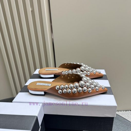 AQUAZZURA Golden Pineapple 2024 𝐒𝐒𝐧𝐞𝐰 Spring/Summer New Flat Shoes Aquazzura/Pineapple Italioaqgejzi - Image 3
