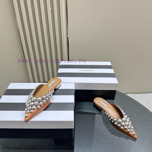 AQUAZZURA Golden Pineapple 2024 𝐒𝐒𝐧𝐞𝐰 Spring/Summer New Flat Shoes Aquazzura/Pineapple Italioaqgejzi - Image 6