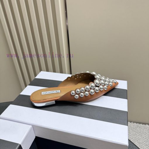 AQUAZZURA Golden Pineapple 2024 𝐒𝐒𝐧𝐞𝐰 Spring/Summer New Flat Shoes Aquazzura/Pineapple Italioaqgejzi - Image 7