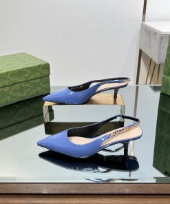 2024 G Home New GUcc 𝐢 Letter Buckle L O G O Chain High Heel Sandals Cat Heel Shoes ️️️Top l0knanv2z