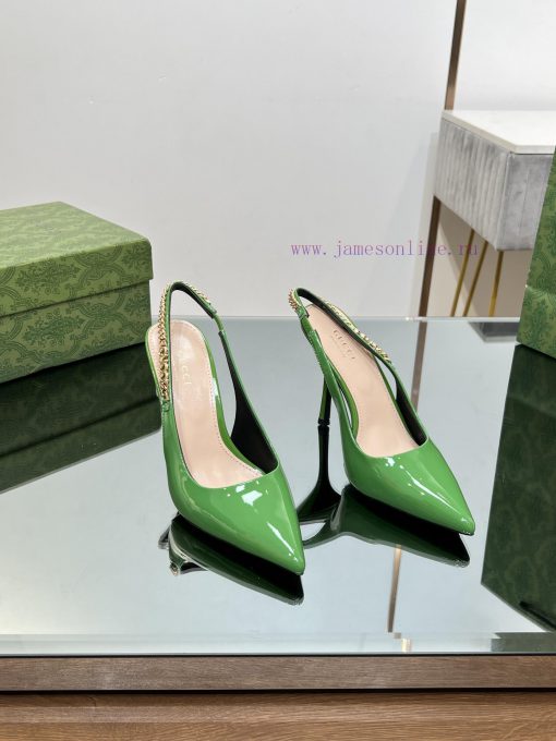 2024 G Home New GUcc 𝐢 Letter Buckle L O G O Chain High Heel Sandals Cat Heel Shoes ️️️Top lbnj83teu - Image 8