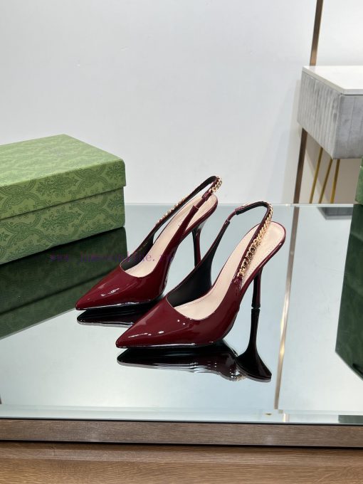 2024 G Home New GUcc 𝐢 Letter Buckle L O G O Chain High Heel Sandals Cat Heel Shoes ️️️Top l43rqgz4b