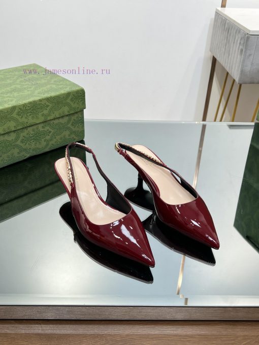 2024 G Home New GUcc 𝐢 Letter Buckle L O G O Chain High Heel Sandals Cat Heel Shoes ️️️Top lsll45k6r - Image 7