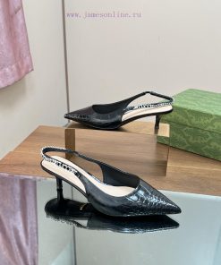 2024 G Home New GUcc 𝐢 Letter Buckle L O G O Chain High Heel Sandals Cat Heel Shoes ️️️Top lu4m8fdd7